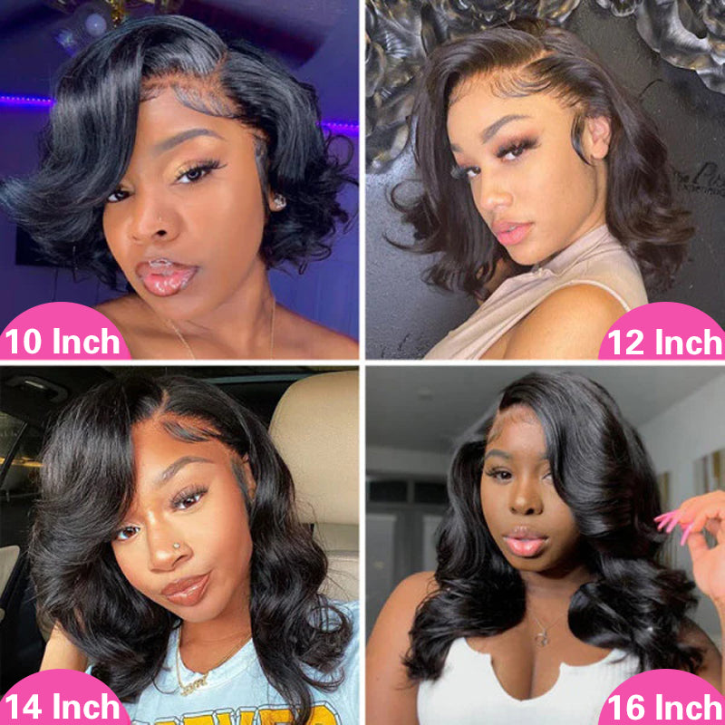 VIYA Body Wave 13x4 Full Lace Frontal Natural Black Bob Human Hair Wigs