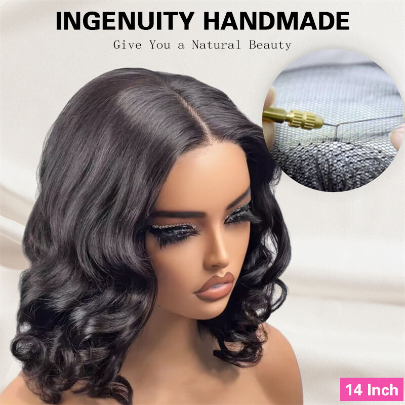 VIYA Body Wave 13x4 Full Lace Frontal Natural Black Bob Human Hair Wigs