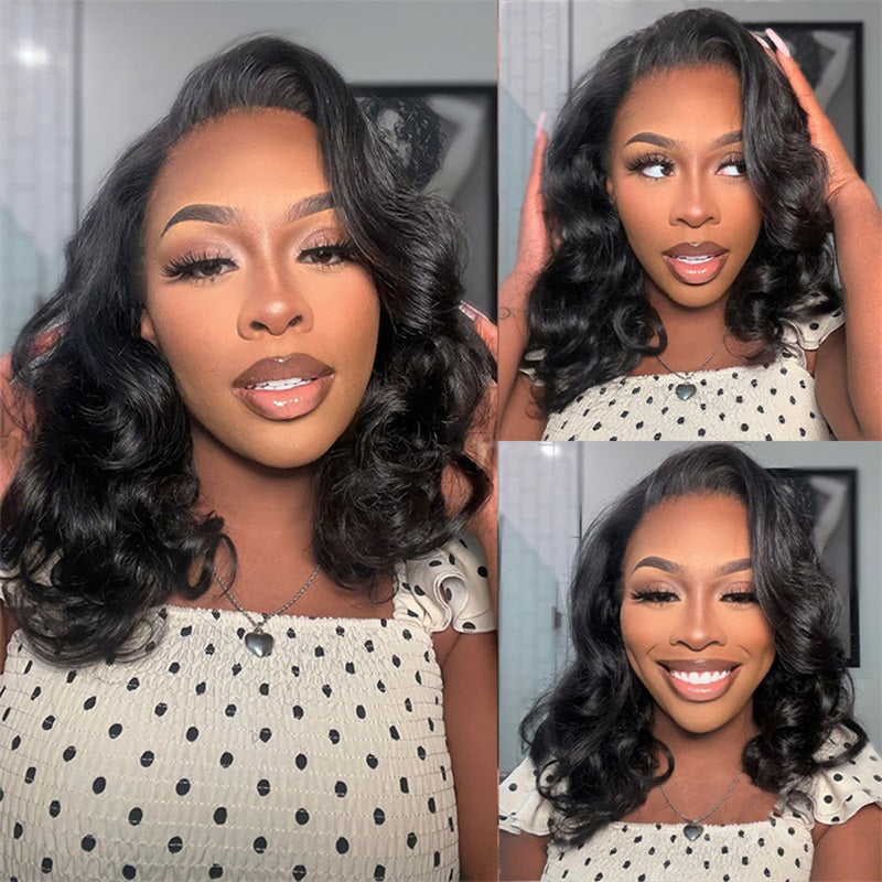 VIYA Body Wave 13x4 Full Lace Frontal Natural Black Bob Human Hair Wigs