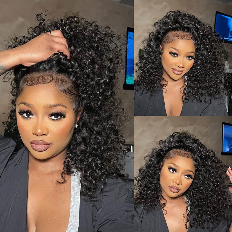 VIYA 360 HD Lace Invisi Drawstring Wear Go Pre-Bleached Pre Cut Lace Glueless Deep Wave Wig