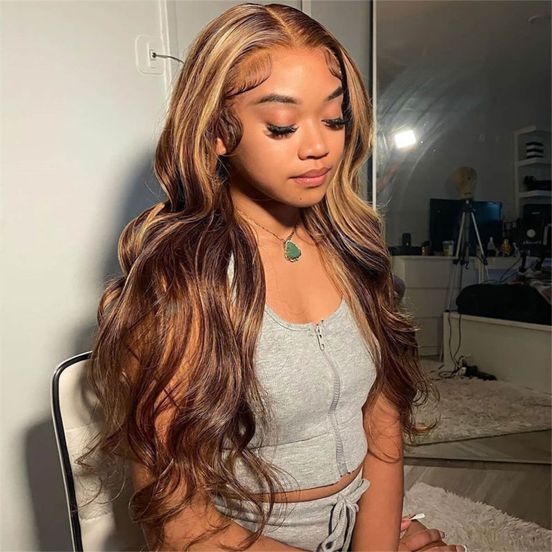 VIYA Body Wave P4/27 Color 13x6 HD Lace Front Balayage Highlight Wigs