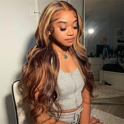 VIYA Body Wave P4/27 Color 13x6 HD Lace Front Balayage Highlight Wigs