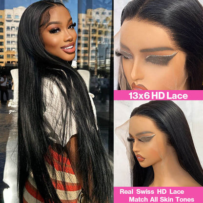 VIYA 13x6 HD Lace Frontal Pre Bleached Knots Straigh 100% Human Hair Wig