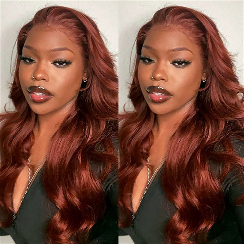 VIYA Auburn Red Color 13x6 HD Full Lace Loose Body Wave Pre Bleached Knots Wig