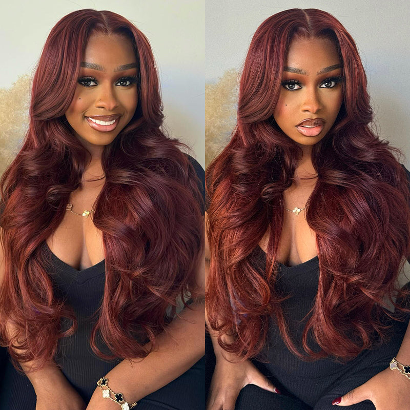 VIYA Auburn Red Color 13x6 HD Full Lace Loose Body Wave Pre Bleached Knots Wig