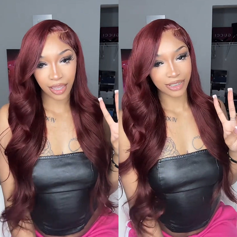 VIYA Auburn Red Color 13x6 HD Full Lace Loose Body Wave Pre Bleached Knots Wig