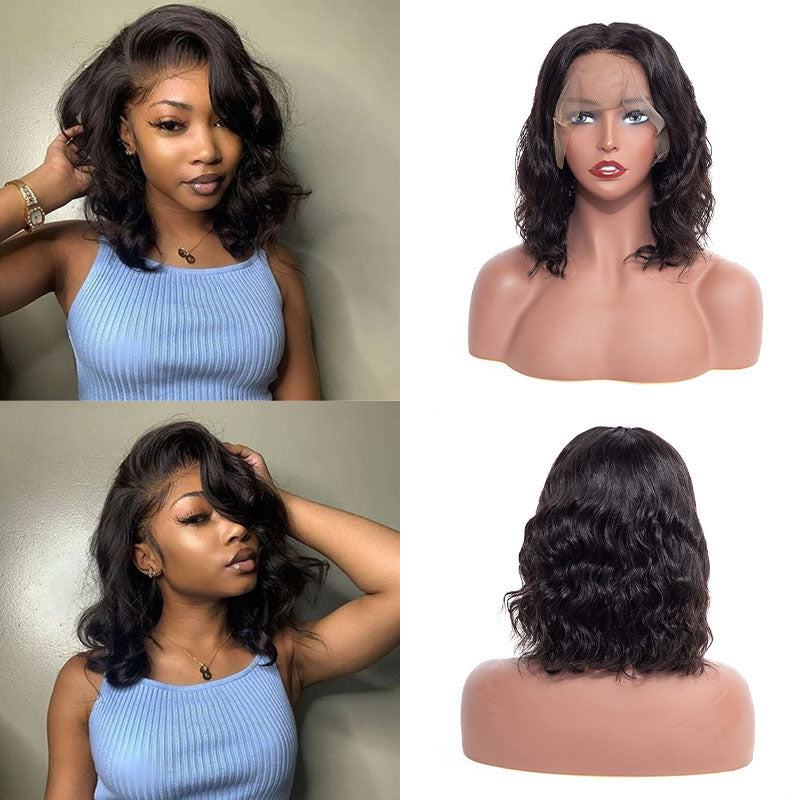 VIYA Body Wave Bob Wig 10-16 Inch Natural Black Human Hair Wig