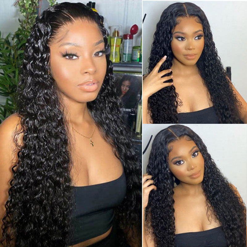 VIYA Curly 13x6 Lace Frontal Wig Natural Black Human Hair Wig