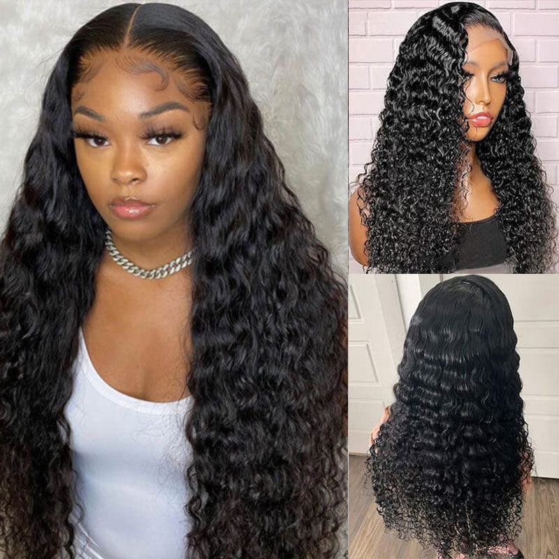 VIYA Deep Wave 13x4 Lace Frontal Wig Natural Black Wig Human Hair