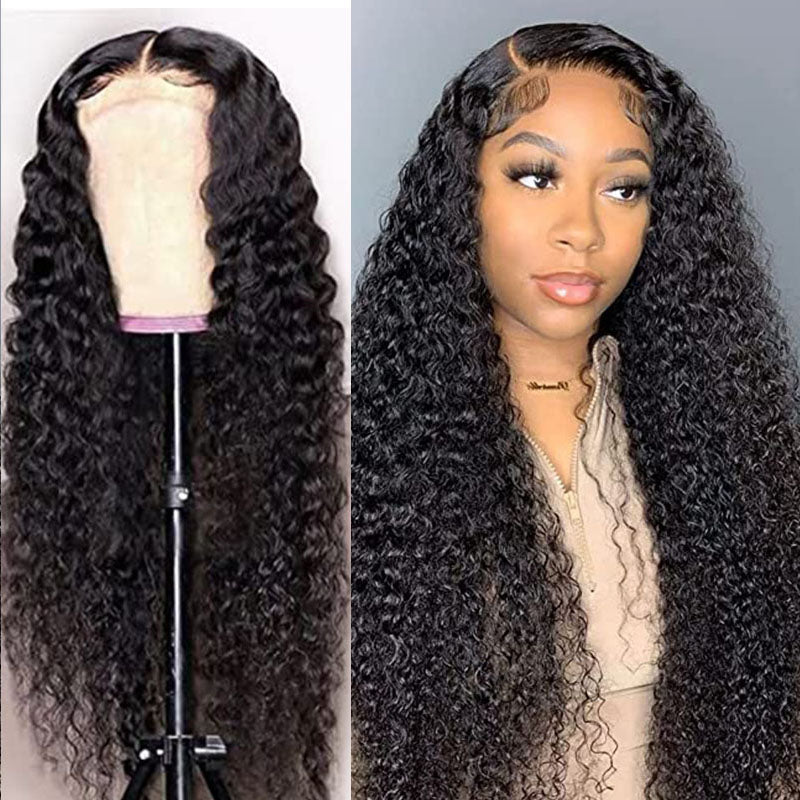 VIYA Deep Wave 13x6 Lace Frontal Wig Natural Black Human Hair Wig