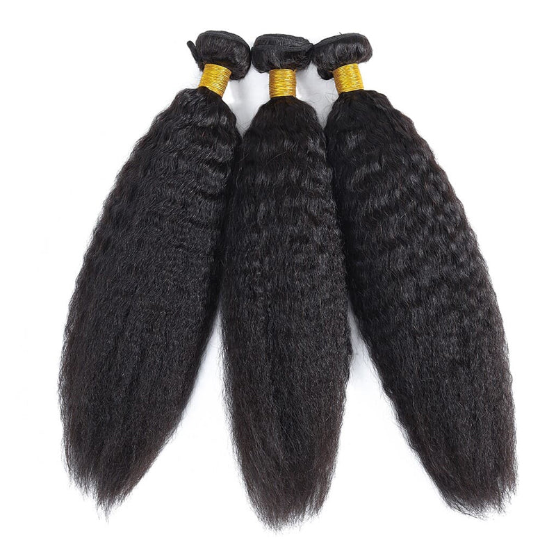 VIYA Kinky Straight 3 Bundles With 13x6 HD Frontal Human Virgin Hair Unprocessed