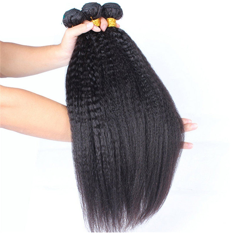 VIYA Kinky Straight 4 Pcs Bundles Natural Black Human Hair