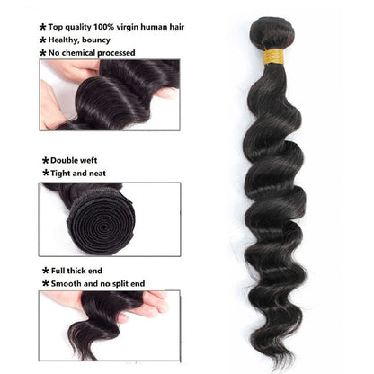 VIYA Loose Deep Wave 4 Pcs Bundles Hair Weft Natural Black Human Virgin Hair