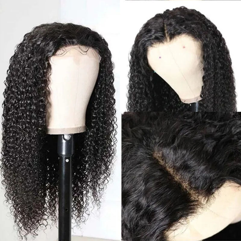 VIYA Pre Cut 5x5 HD Glueless Lace Deep Curly Wig Natural Black Human Hair