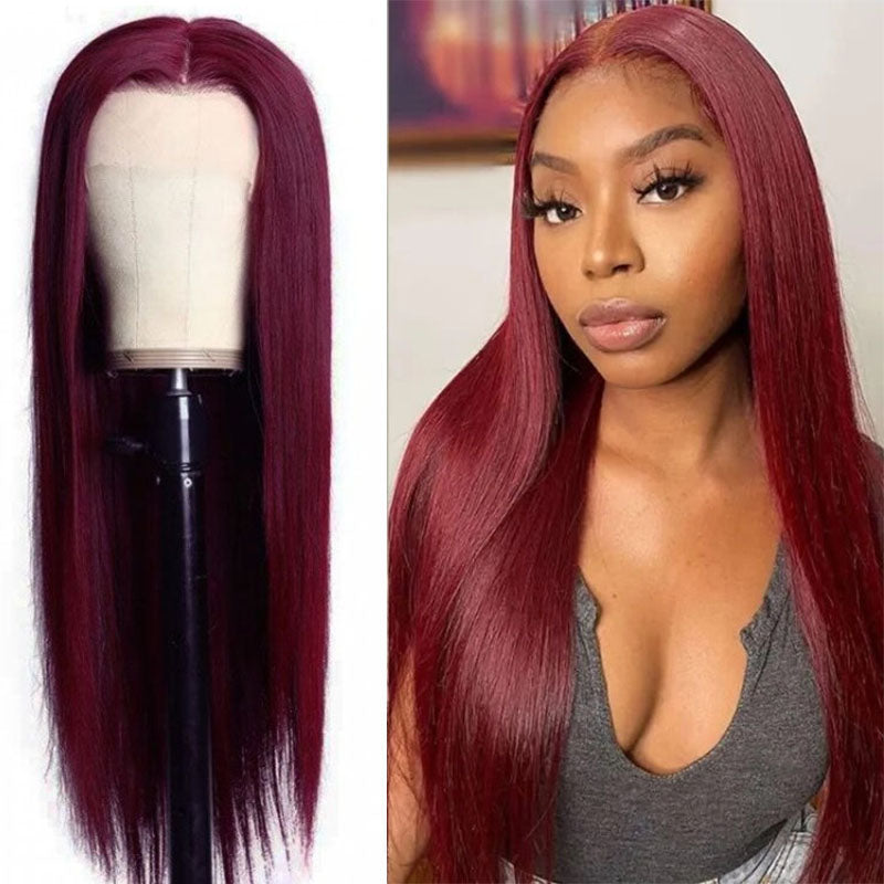 VIYA Straight Burgundy Color 99J 13x4 Lace Front Human Hair Wig