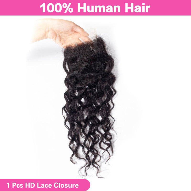 VIYA Water Wave 1 HD Lace Closure Natural Black Human Hair