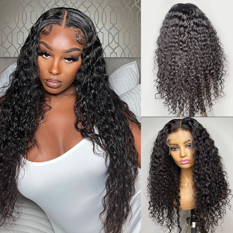 VIYA Water Wave 13x4 Lace Frontal Wig Natural Black Human Hair Wig