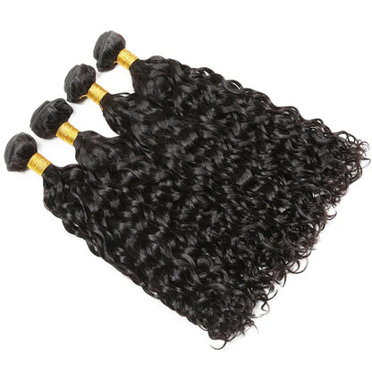 VIYA Water Wave 13x6 HD Lace Frontal With 4 Pcs Bundles Hair Weft Natural Black Human Virgin Hair